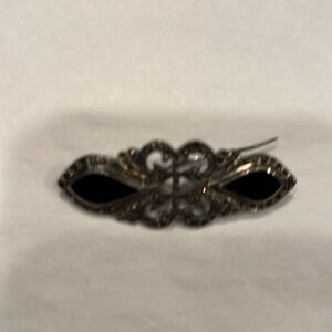 Vintage Boma Black Onyx Sterling Silver Small Brooch